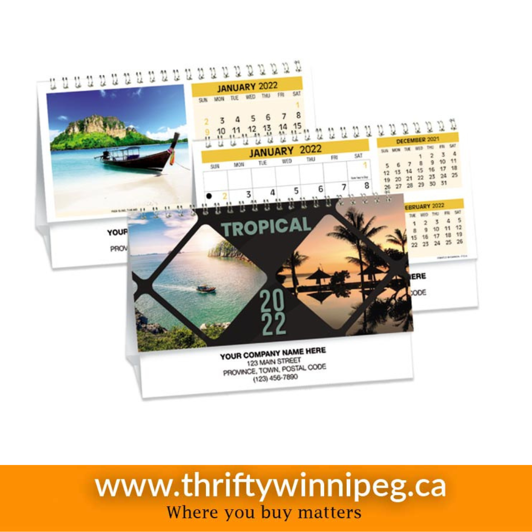 Spiral Desk Calendar - Tropical