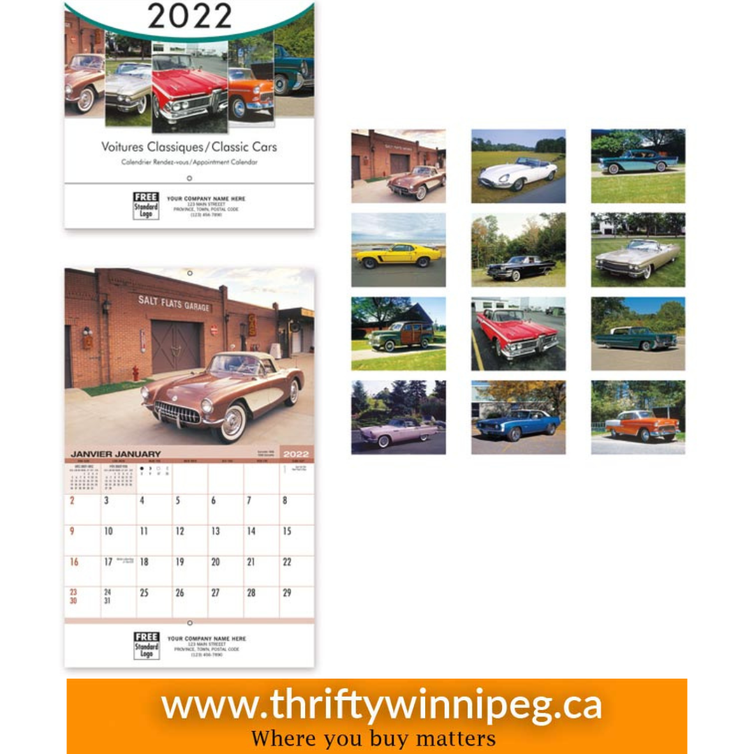 Wall Calendar - Classic Cars Bilingual