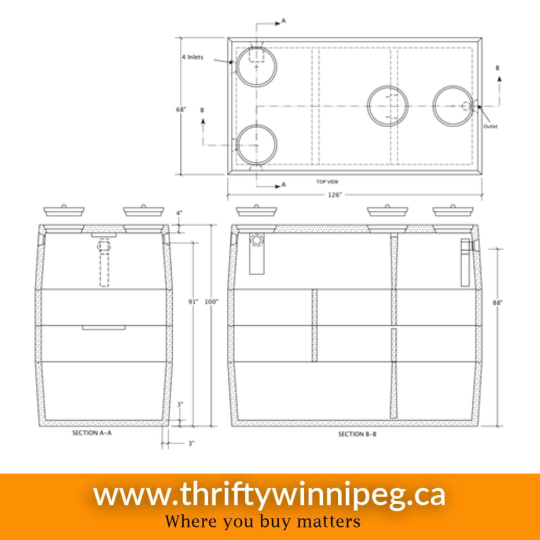 2500 Gallon 2 Compartment Septic Tank